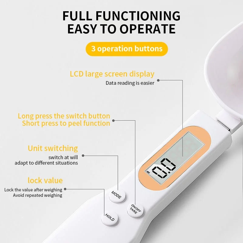 LCD Food Scale Spoon – Digital Kitchen Weight Measure (0.1–500g)