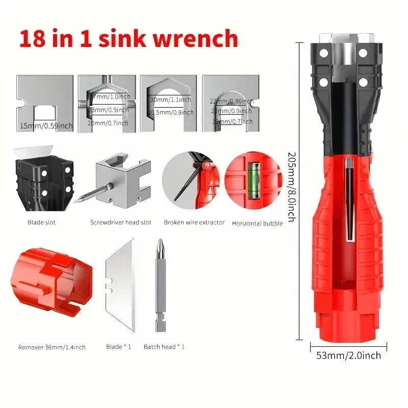 Color: PURPLE - 24/18/8 Multifunction Faucet and Sink Installer Tool Faucet Wrench Tool Plumbing Tool Water Pipe Spanner for Kitchen Bathroom