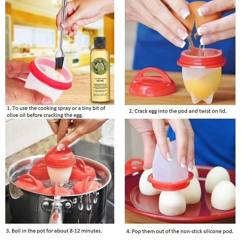Non-stick Silicone Boiled Eggs Cup Kitchen Egg Cooker Poachers Silicone Steamed Egglettes Cooking Accessories Gift kitchen tools
