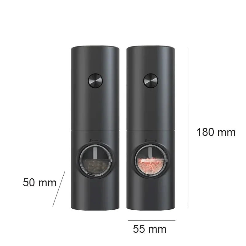 Electric Salt & Pepper Grinder Set with LED Light – Automatic One-Handed Spice Mill, Adjustable Coarseness, Stainless Steel & Ceramic Core Kitchen Tool